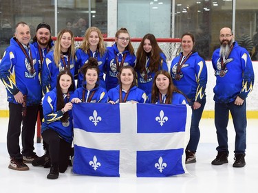 Team Blizzard, from Quebec, placed fourth at the 2022 Broomball Canada National Juvenile Championship on Saturday April 16, 2022 in Cornwall, Ont. Robert Lefebvre/Special to the Cornwall Standard-Freeholder/Postmedia Network