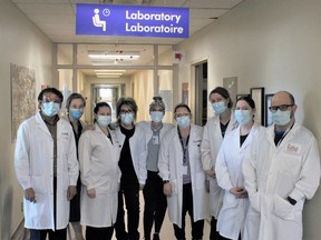 Handout/Cornwall Standard-Freeholder/Postmedia Network
A Cornwall Community Hospital photo of the staff team in the hospital's laboratory, which is operated by the Eastern Ontario Regional Laboratory Association.