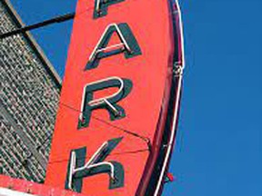Classic 1950's style movie theatre sign on the Park Theatre's facade. Park Theatre Facebook page