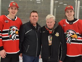 The Mitchell Hawks have always been a big family, and no more was that true in 2021-22 than with the McMann family from Mitchell. Callum McMann (21) and little brother Aiden (6) played together this season, on a club that their dad Troy played with for three seasons in the late 1980s and coached for two years in 2001-2003, and their grandfather Bert, who was a manager for about 12 years from the early 1970s to 1982-83. ANDY BADER/MITCHELL ADVOCATE