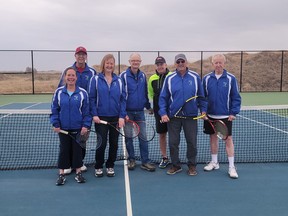 Members from the High River Tennis Club gathered for a photo before getting some games in on Apr. 26.