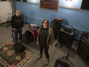 Trevor and Anita Johnson stand in a rehearsal space at Roswell Rehearsals on Progress Avenue in the west end of Kingston, Ont. on Friday, April 1, 2022. 
Elliot Ferguson/The Whig-Standard/Postmedia Network