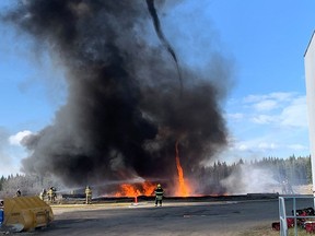 ERAC practised a live fire drill at the YXS fire training grounds, based on a leaking rail car.