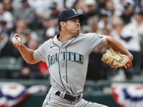 Seattle Mariners starting pitcher Matt Brash (47) delivers against the Chicago White Sox during the first inning on April 12 in Chicago. It was the Kingston native's first Major League Baseball appearance.