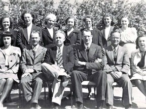 The Museum of Northern History is hoping that some former King George School students will be able to help identify some of these teachers and staff in this photograph presumably from the 1940s.