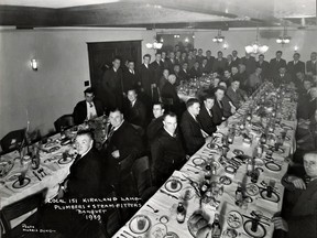 Can you help identify any of the people in this 1939 banquet for local plumbers and fitters? If so, contact the Museum of Northern History.