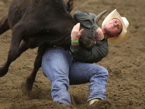 Travis Reay of Mayerthorpe competed in steer wrestling in  2014. The Mayerthorpe rodeo is set to make a comeback this year, along with the ag fair.