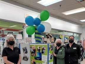 A recent display at Remedy Rx drugstore in the Espanola Mall is helping to fundraise for a Community Living Espanola wheelchair van. Chances for some pretty nice prizes are being sold at the drugstore with proceeds going to CLE. Lisa Bond, Jocelyne Bousquet and Mackenzie Foucault.