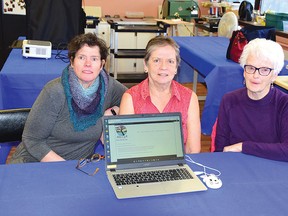 Photo by KEVIN McSHEFFREY/THE STANDARD
Three members of the Elliot Lake Arts Club, Kathy Jones, club president Christine Roberts and long-time member Jacque Grummett. They are excited about their new website and the opportunities it will give the club.