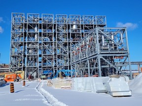 This photo provided by Origin Materials show its production facility under construction in Sarnia.