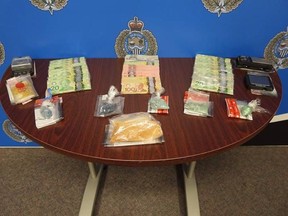 Sarnia police seized fentanyl, methamphetamine and cash in a drug bust Thursday, police say. (Handout)