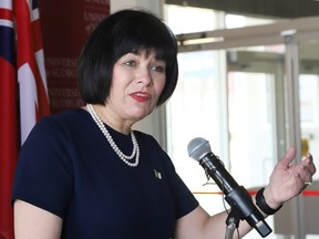 Ginette Petitpas Taylor, Minister of Official Languages and Minister responsible for the Atlantic Canada Opportunities Agency, announced nearly $1.9 million in funding for the University of Sudbury in Sudbury, Ont. on Friday April 29, 2022. John Lappa/Sudbury Star/Postmedia Network