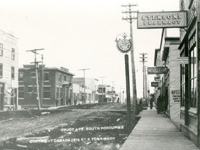 A debenture raised in 1912 helped cover the cost of a few public works projects including sidewalks, crossings (visible in the middle of the street) and waterworks. Photo by A. Tomkinson.

Supplied/Timmins Museum