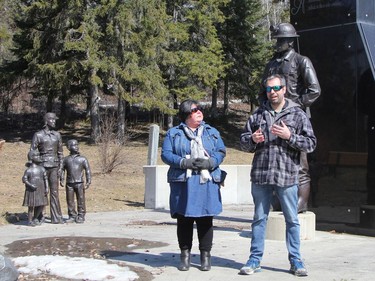 Erik Gervais, the new representative for the Office of the Worker Adviser in Timmins, speaks during the National Day of Mourning ceremony in Timmins Thursday. He was with Carole Lamoureux-Chaylt who recently retired from that position.

RON GRECH/The Daily Press