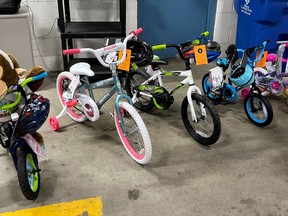 Fleetwood Metal employees donated five bicyles to Big Brothers Big Sisters of Oxford County in memory of Mike Jones, a former employee and avid cyclist who fixed and donated bicycles to children as a hobby. (Submitted)