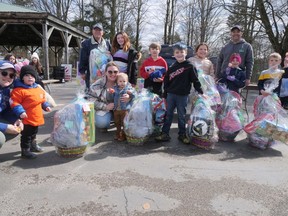 There were eight ‘special eggs’ to be found Saturday during the Tillsonburg Kinsmen Easter Egg Hunt, which could be turned in for gift basket prizes. (Chris Abbott/Norfolk and Tillsonburg News)