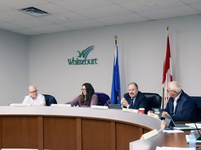 Whitecourt councillors (l-r) Braden Lanctot, Derek Schlosser, Serena Lapointe, Mayor Tom Pickard, Bill McAree and Tara Baker discussed this year's street improvements.