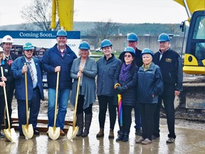 Proposed Homestead Marketplace development owners Mike and Nickey Eden were joined at a groundbreaking ceremony Monday by Quinte West Mayor Jim Harrison, city councillors and members of the business community. DEREK BALDWIN