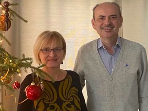 Fort Saskatchewan resident Kristof, right, and his wife Teresa. Kristof's family is currently seeking community support to help them with the cost of the $10,000 per month medication that has dramatically improved his quality of life as he battles cancer. Photo Supplied.