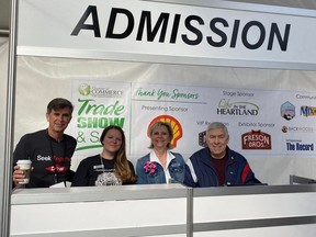 Mayor Gale Katchur was joined by Councillor Lisa Makin, Don Cameron of Dow Canada and members of the community at the annual Trade Show at the Dow Centennial Centre in Fort Saskatchewan. Photo Supplied.