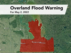 A map of the areas dealing with overland flooding. (supplied photo)