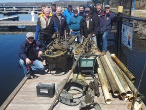 Volunteers with the North Bay Scuba Club spent Saturday morning cleaning up the bottom of Lake Nipissing at the North Bay Waterfront Marina.