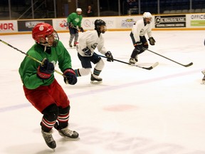 Scrimmage action during Saturday night skate at North Bay Memorial Gardens.
Submitted Photo