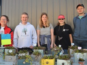 Reach Centre Grey Bruce held a spring plant and tag fundraising sale at their facility on 8th Street East on Saturday, May 7, 2022. Welcoming visitors and taking part in the sale were, from left, Anne Howlett, Matthew Poste, Maddy Korpinski, Jessica Bumstead, and Matthew Barber.