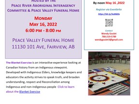 On May 16 from 6 p.m to 8 p.m, the Peace River Aboriginal Interagency Committee (PRAIC) will be hosting the Blanket Exercise.