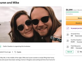 A GoFundMe crowdfunding campaign has been established for Lauren Osselton and Mike Baelde, whose home burned Tuesday morning on Charles Street in Kingston.