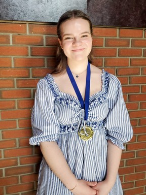 Anna Dykstra won the gold medal in classic vocal at the 2022 Leduc Rotary Music Festival, and will be competing at provincials. (Michelle Grad)
