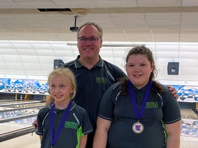 Bantam Girls gold medallists Heather Parry, coach Tom Williams and Maliya Wilson will compete at the  YBC Nationals in Oshawa, July 10-12.
Submitted Photo