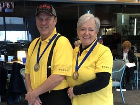 Spruce Grove stick curling duo Jeff and Sandy Kaufman won the gold medal at the 55+ Alberta Winter Games in Edmonton last month. Photo supplied.