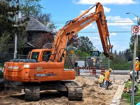 With two blockages now cleared in the crumbling, asbestos-cement sewer main under Huron Street South in St. Marys, contractors will move on to replacing the sewer pipe from Elgin Street to Elizabeth Street starting next week. (Galen Simmons/The Beacon Herald)