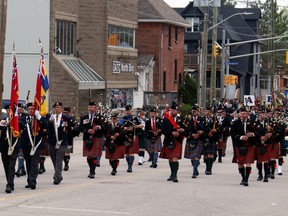 Royal Canadian Legion members from across the province march along Ferguson Street in North Bay, Sunday, to launch the Ontario Command's 52nd biennial convention.
PJ Wilson/The Nugget