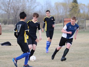 The Hanna Heat U19 team had a May 12 game against Carstairs, which saw the Heat take a 7-3 win, scoring two of their goals early in the first period. Jackie Irwin/Postmedia