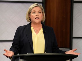 Ontario NDP Leader Andrea Horwath speaks during the Ontario party leaders' debate in Toronto on Monday.