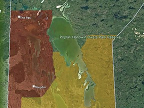 Overland flood watch in yellow, overland flood warning in red. (supplied photo)