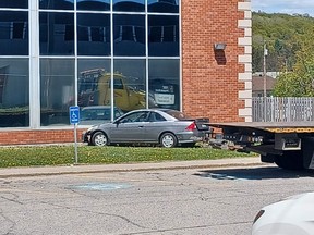 A motorist sustained non-life threatening injuries after hitting the side of the RBC on Stockdale with his vehicle Wednesday afternoon.
