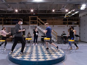 The cast of "Back in '59," which opens the Thousand Islands Playhouse's 2022 season, rehearse ahead of their opening performance on Thursday, May 26.