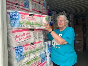 It's that time of year again. Ellen Faulkner is collecting toilet paper for 14 area food banks to distribute to their users. So far she has collected 17,409 rolls. This year's goal is 27,000 rolls.