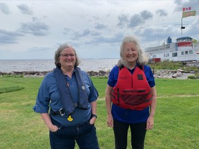 Jill Faulkner, Commander  and Anne Taylor, education officer of the of the North Bay Power Sail Squadron are reminding the public of the importance of wearing a lifejacket.