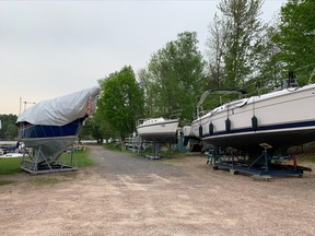 More than 30 sailboats at the North Bay Yacht Club remain in the cribs as crane operators are on the picket line. It's unclear when they will be returning to work.