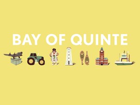 A banner illustrated with scenes found throughout the Bay of Quinte.