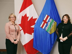 Trina Boymook (left), EIPS board chair, and Colleen Holowaychuk (right), vice-chair. The EIPS board chair approved a $202 million budget this week. Photo Supplied