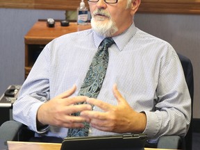 Member Rick Webb speask during a meeting of Sault Ste. Marie Police Services Board on Thursday. BRIAN KELLY
