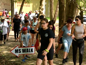 Roughly 140 participants registered for the Stratford-Perth MS Walk at Gallery Stratford Sunday afternoon, raising nearly $36,000 (so far) for the MS Society of Canada. Fundraisin as part of the event will continue for another month. Galen Simmons/The Beacon Herald/Postmedia Network