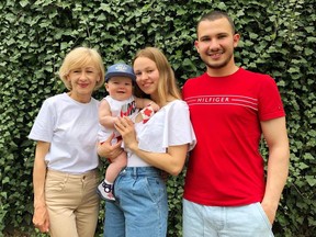 L-R: Svitlana Kazantseva and Artem, Sofiia, and Josef Bandurko. Fort City Church is trying to bring the Ukrainian refugee family to Fort McMurray. Supplied Image/Fort City Church