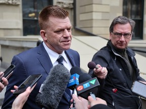 Fort McMurray-Lac La Biche MLA Brian Jean speaks with media at McDougall Centre in Calgary before a UCP caucus meeting on Thursday, May 19, 2022. The UCP were meeting following Premier Jason Kenney’s announcement Wednesday night that he will be resigning as leader.
Gavin Young/Postmedia