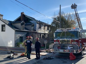 Kingston Fire and Rescue on the scene of a fire on Charles Street on Tuesday.